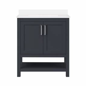 Ove Decors Vegas 30" Single Sink Bathroom Vanity Set with Countertop, Fully-Assembled | Ceramic Sink and Backsplash Included | 02 Doors, 01 Drawer, 30 inches, Dark Charcoal - Ove Decors 15VVA-CHAR30-038TS