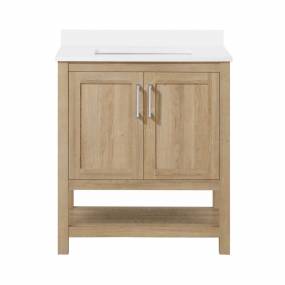 Ove Decors Vegas 30" Single Sink Bathroom Vanity Set with Countertop, Fully-Assembled | Ceramic Sink and Backsplash Included | 02 Doors, 01 Drawer, 30 inches, White Oak - Ove Decors 15VVA-CHAR30-124TS