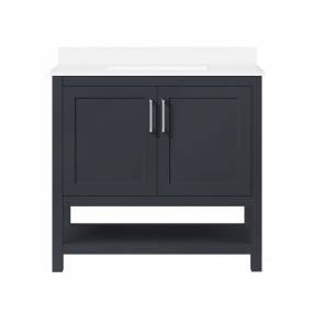 Ove Decors Vegas 36" Single Sink Bathroom Vanity Set with Countertop, Fully-Assembled | Ceramic Sink and Backsplash Included | 02 Doors, 01 Drawer, 36 inches, Dark Charcoal - Ove Decors 15VVA-CHAR36-038TS