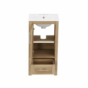 Ove Decors Kansas 18" Single Sink Bathroom Vanity Set with Countertop, Fully-Assembled | Ceramic Sink Included | 01 Door, 01 Drawer, 18 inches, White Oak - Ove Decors 15VVA-CLIF18-124TS