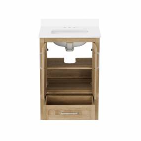Ove Decors Kansas 24" Single Sink Bathroom Vanity Set with Countertop, Fully-Assembled | Ceramic Sink and Backsplash Included | 02 Doors, 01 Drawer, 24 inches, White Oak - Ove Decors 15VVA-CLIF24-124TS