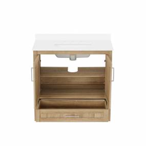 Ove Decors Kansas 36" Single Sink Bathroom Vanity Set with Countertop, Fully-Assembled | Ceramic Sink and Backsplash Included | 02 Doors, 01 Drawer, 36 inches, White Oak - Ove Decors 15VVA-CLIF36-124TS