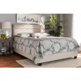 Baxton Studio Ansa Modern & Contemporary Beige Fabric Upholstered King Size Bed - CF9084C-Beige-King