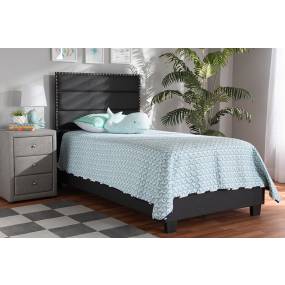 Baxton Studio Ansa Modern & Contemporary Dark Grey Fabric Upholstered Twin Size Bed - CF9084C-Charcoal-Twin