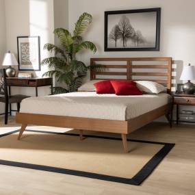 Baxton Studio Shiro Mid-Century Modern Ash Walnut Finished Wood Full Size Platform Bed - Wholesale Interiors Shiro-Ash Walnut-Full