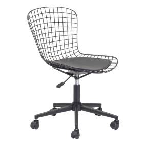 Wire Office Chair Black & Black Cushion - Zuo Modern 100949