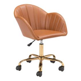 Sagart Office Chair Tan & Gold - Zuo Modern 101988