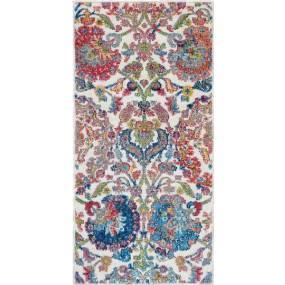 Ankara Global 2' X 4' Blue and Ivory French Country Area Rug - Nourison ANR06
