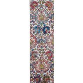 Ankara Global 8' Runner Blue and Ivory French Country Area Rug - Nourison ANR06