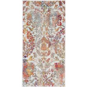Ankara Global 2' X 4' White and Orange French Country Area Rug - Nourison ANR06