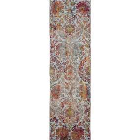 Ankara Global 8' Runner White and Orange French Country Area Rug - Nourison ANR06