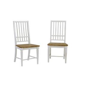Shutters Dining Chair in Light Oak/ Distressed White (Set of 2) - Progressive Furniture D884-61