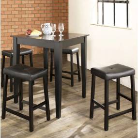 5Pc Pub Dining Set W/Upholstered Saddle Stools Black - Pub Table & 4 Counter Stools - Crosley KD520008BK