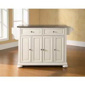 Alexandria Stainless Steel Top Full Size Kitchen Island/Cart White/Stainless Steel - Crosley KF30002AWH