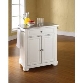 Alexandria Stainless Steel Top Portable Kitchen Island/Cart White/Stainless Steel - Crosley KF30022AWH