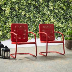Bates 2Pc Outdoor Metal Armchair Set Red - 2 Armchairs - Crosley CO1025-RE