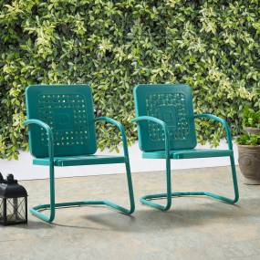 Bates 2Pc Outdoor Metal Armchair Set Turquoise - 2 Armchairs - Crosley CO1025-TU