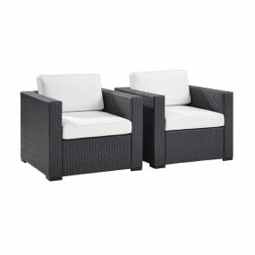 Biscayne 2Pc Outdoor Wicker Chair Set White/Brown - 2 Chairs - Crosley KO70103BR-WH