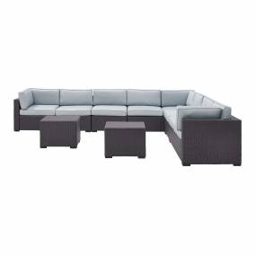 Biscayne 7Pc Outdoor Wicker Sectional Set White/Brown - 3 Loveseats, 2 Armless Chair, & 2 Coffee Tables - Crosley KO70109BR-MI