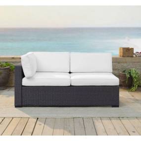 Biscayne Outdoor Wicker Sectional Loveseat White/Brown - Crosley KO70129BR-WH