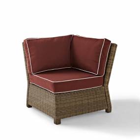 Bradenton Outdoor Wicker Sectional Corner Chair Sangria/Weathered Brown - Crosley KO70018WB-SG