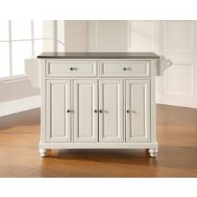 Cambridge Stainless Steel Top Full Size Kitchen Island/Cart White/Stainless Steel - Crosley KF30002DWH