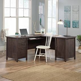 Costa L-Shaped Desk in Coffee Oak - Sauder 422982
