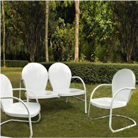 Griffith 3Pc Outdoor Metal Conversation Set White Gloss - Loveseat,  2 Chairs - Crosley KO10002WH