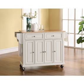 Full Size Wood Top Kitchen Cart White/Natural - Crosley KF30001EWH
