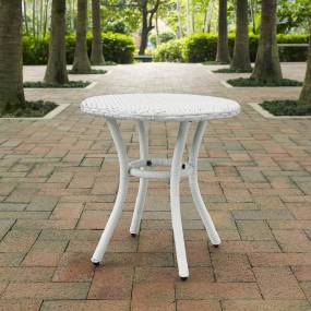Palm Harbor Outdoor Wicker Round Side Table White - Crosley CO7217-WH
