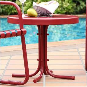 Griffith Outdoor Metal Side Table Dark Red Satin - Crosley CO1011A-RE