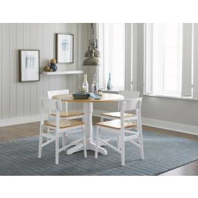 Christy Complete Round Dining Table in Light Oak/ White - Progressive D878-13B/13T