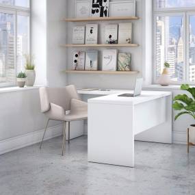 kathy Ireland® Office by Bush Furniture ECH026PW - Echo L Shaped Desk in Pure White