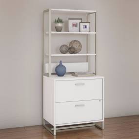 kathy Ireland® Office by Bush Furniture MTH012WHSU - Method Lateral File Cabinet w/ Hutch in White
