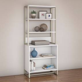 kathy Ireland® Office by Bush Furniture MTH013WH - Method Bookcase w/ Hutch in White