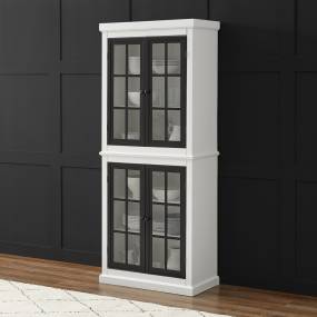 Cecily Tall Storage Pantry White/Matte Black - 2 Stackable Pantries - Crosley KF33023-WH