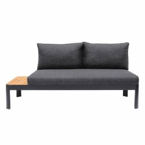 Portals Outdoor Sofa in Black Finish with Natural Teak Wood Accent and Grey Cushions - Armen Living LCPDSODK