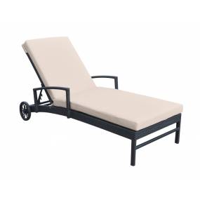 Armen Living Vida Outdoor Wicker Lounge Chair with Water Resistant Beige Fabric Cushion - Armen Living LCVILOBE