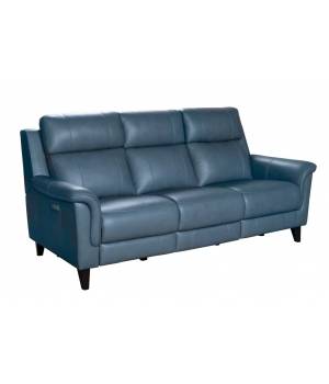 Barcalounger 39PH-3716 Kester Power Reclining Sofa w/ Power Head Rests in 3727-44 Masen Bluegray / Leather Match