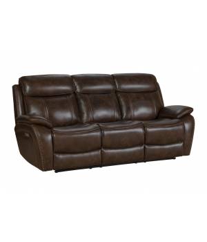 Barcalounger 39PHL-3703 Sandover Power Reclining Sofa w/ Power Head Rests, Power Lumbar & Drop Down Table (middle) in 3713-86 Tri-Tone Chocolate / Leather Match