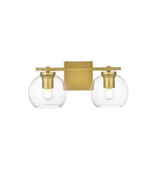 Juelz 2 Light Brass And Clear Bath Sconce - Elegant Lighting LD7311W15BRA