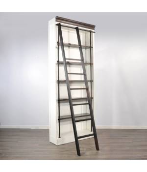 Carriage House European Dark Bookcase w/ Wood Ladder - Sunny Designs 2836EC