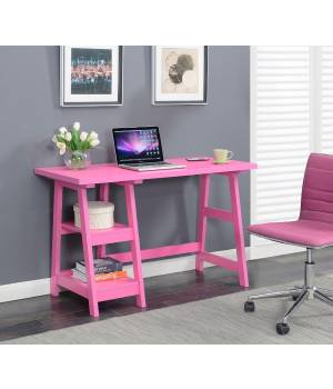 Designs2Go Trestle Desk in Pink - Convenience Concepts 090107PK