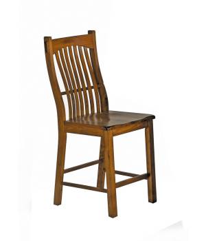 Laurelhurst Slatback Counter Chair, Contoured Solid Wood Seat, Rustic Oak Finish - A-America LAURO3752