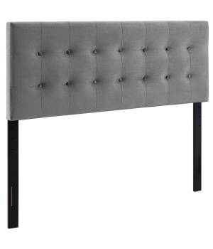 Emily King Biscuit Tufted Performance Velvet Headboard - East End Imports MOD-6117-GRY