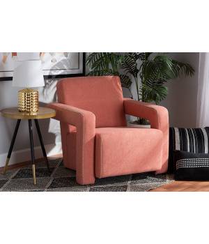 Baxton Studio Madian Modern and Contemporary Light Red Fabric Upholstered Armchair - Wholesale Interiors 2018-Red-CC