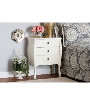 Baxton Studio Eliya Classic and Traditional White Finished Wood 3-Drawer Storage Cabinet - Wholesale Interiors JY18B017-White-3DW-Cabinet