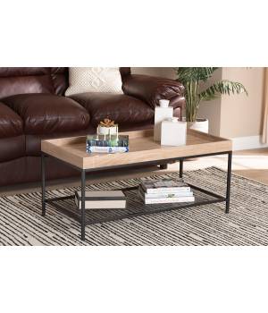 Baxton Studio Overton Modern Industrial Oak Brown Finished Wood and Black Metal Coffee Table - Wholesale Interiors LCF20265-Wood/Metal-CT