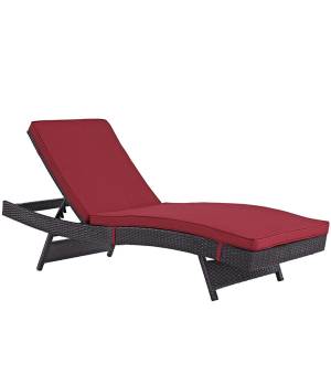 Convene Outdoor Patio Chaise in Espresso Red - East End Imports EEI-2179-EXP-RED
